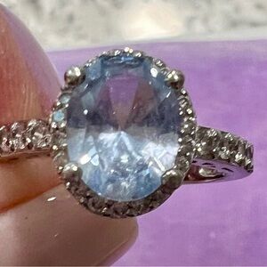 Simulated Blue Topaz 925 Silver Ring
